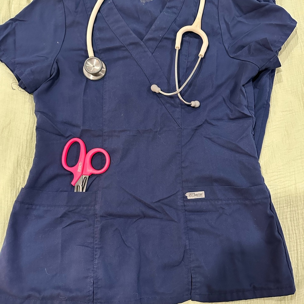 Grey's Anatomy Navy Blue Scrub Top